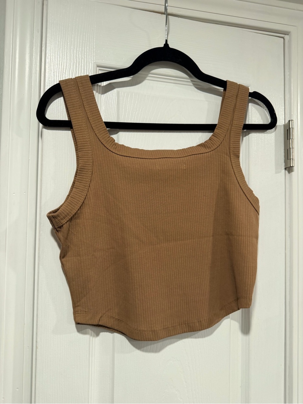 NWOT Madewell Ribbed Size M Brown Square Neck Crop Tank Top Fitted - Picture 7 of 10